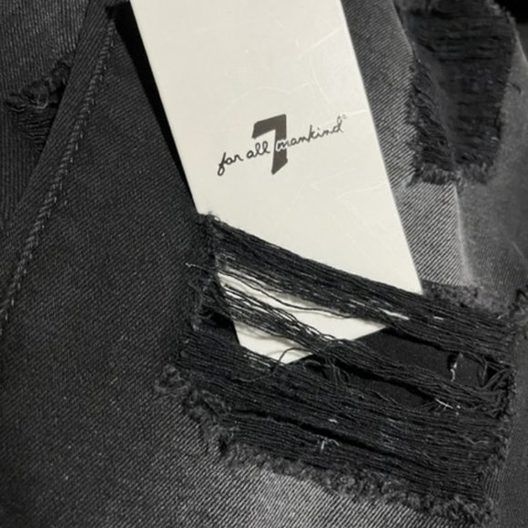 7 FOR ALL MANKIND Black Distressed Ankle Skinny Jeans Size 31 NWT - Picture 2 of 15